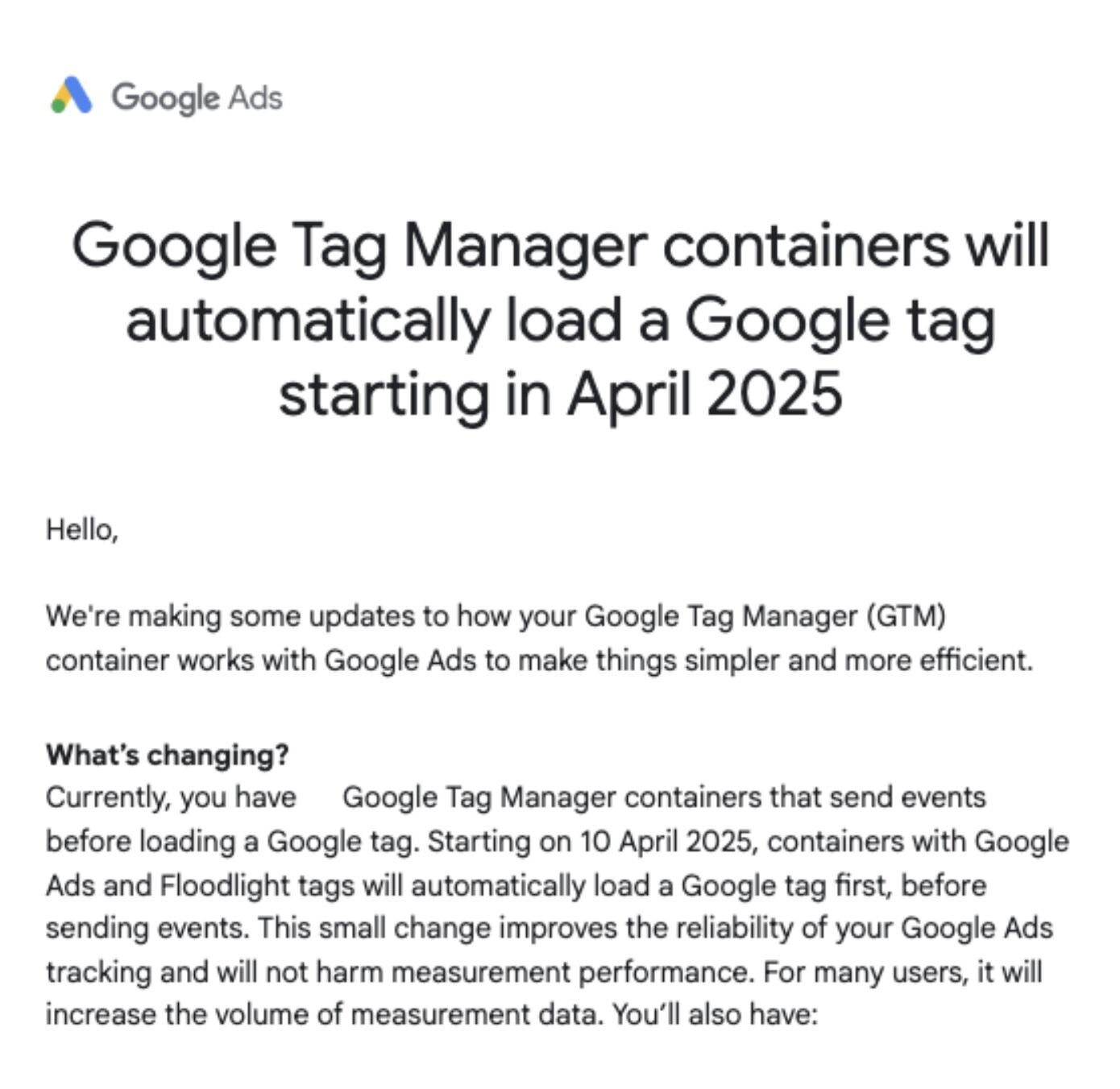 Google Tag Manager and Google Tag update