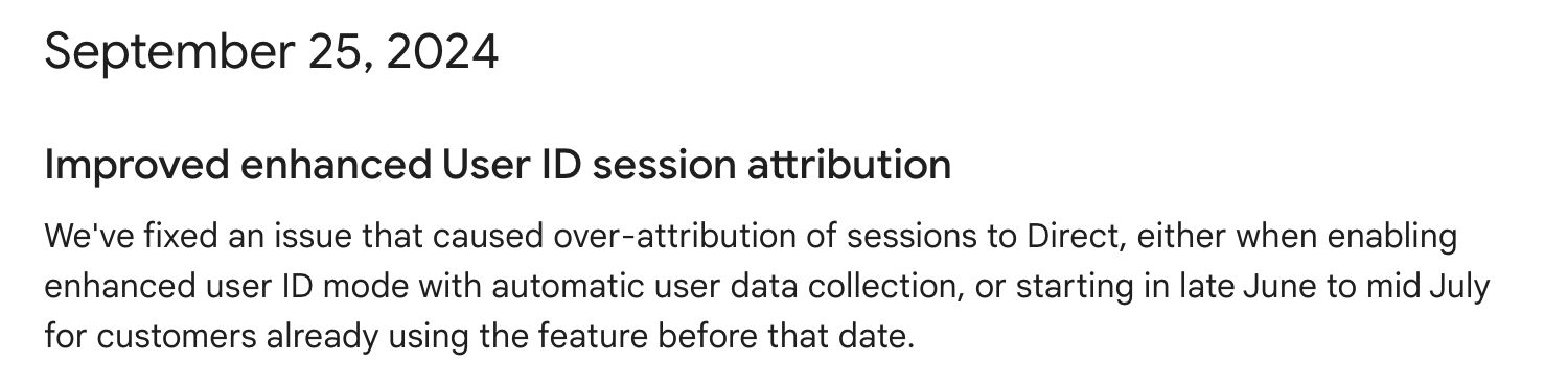GA4 direct traffic attribution update