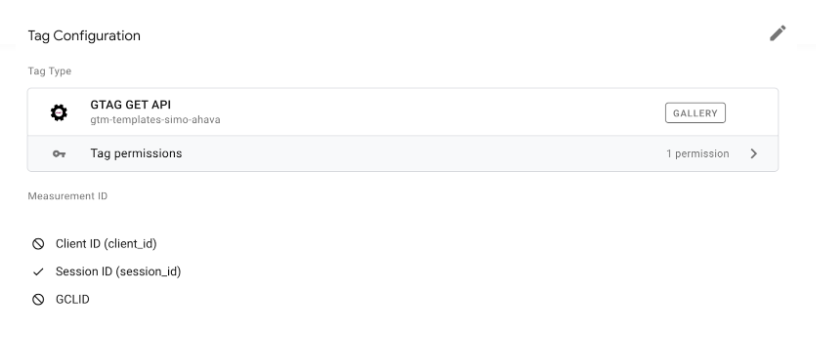 GTAG GET API template configuration