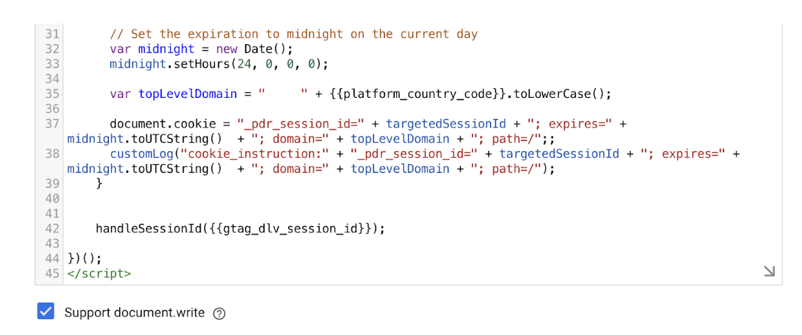 session_id returned into the dataLayer